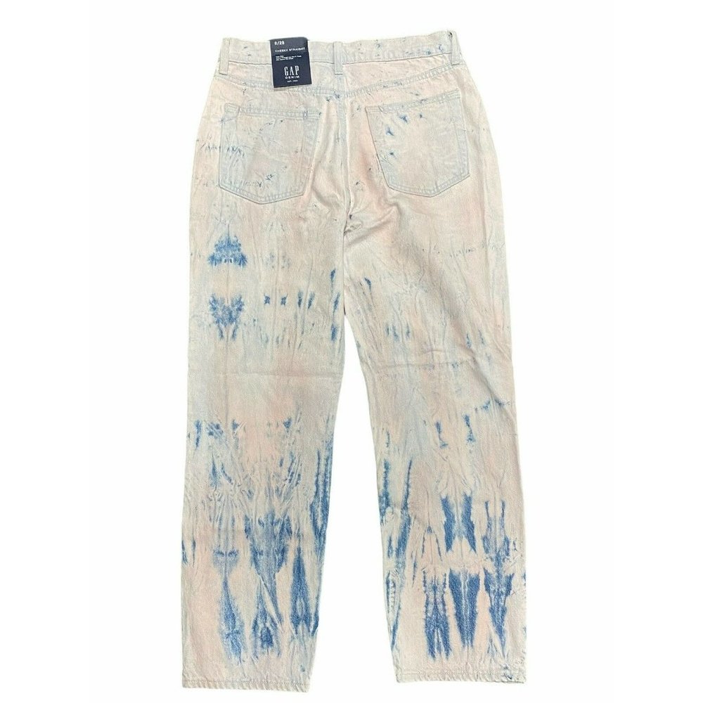 NWT GAP Cheeky Straight Jeans 8/29 High Rise Blue Pink Tie Dye #554698 - Picture 2 of 7